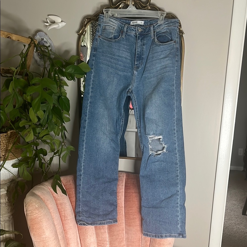 Just Black Blue Boyfriend Jeans with Distressed Detail